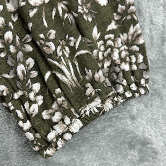 Lucky Brand Top Women 1X Olive Green Floral Embroidered Tassels Split V-Neck - Picture 8 of 16